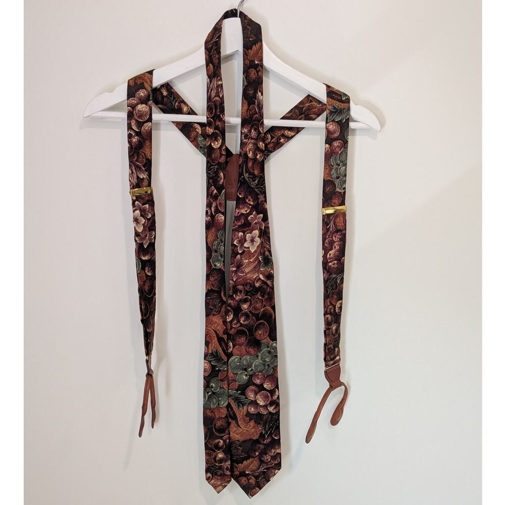 Vintage Ermenegildo Zegna Matching Tie and Suspenders Silk Rustic Fall